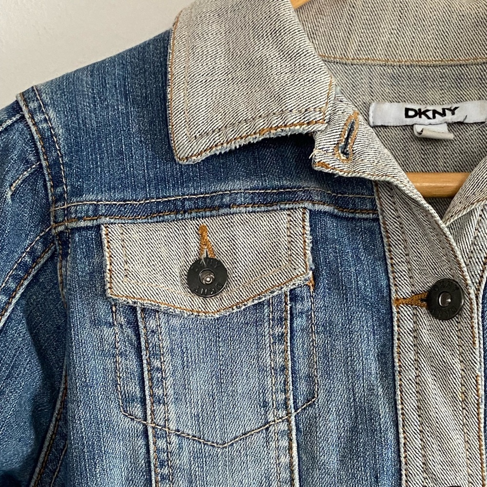 DKNY ruffle denim jacket - Picture 3 of 6